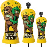 Golf Club Cover Exquisite Embroidery Dollar Bears Driver Covers Fariway Wood Headcover Hybrid Cover Leather Golf Headcovers for