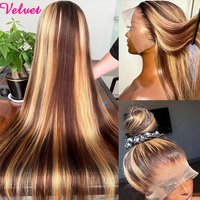 200% Highlight Ombre 360 Full Lace Front Wig 30 40 Inch 13x6 Bone Straight Hd Lace Frontal Colored 100% Human Hair Wigs Honey Blonde Wig For Women