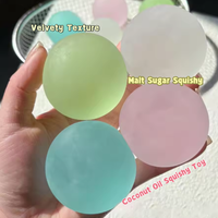 Velvet Sugar Ball Squishy Toy Semi Transparent Coconut Oil Ball Squeeze Soft Slow Rebound Stress Relief Fidget Decompression Toy