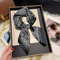 NEW Paisley Silk Square Scarf Women Satin Shawl Wrap Hijab Female Hair Band Wrist Luxury Headkerchief 70*70cm Echarpe Bandana