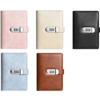 A6 PU Leather Password Lock Binder, Cash Envelope Budget Planner with Stickers & Zipper Pockets
