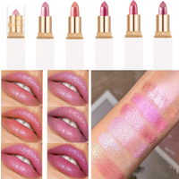 BAOLISHI White Tube Gold Gilded Fine Glitter Lipstick 4 Color Mermaid Ji Polarized Pearl Moisturizing Lipstick Versatile Makeup