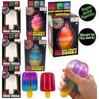 NeeDoh Style Squishy Squeeze Toys Ice Cream Cone & Popsicle Shaped Solid Fidget Balls Gradient Stress Relief Sensory Toy Gift