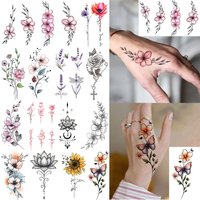 1 Sheet Peach Blossom Lotus Sunflower Rose Temporary Tattoos For Women Hands Arm, Fake Tattoo Sticker Realistic Tatoos Last Long