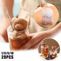 Reusable 3D Bear Ice Cube Mold Silicone Chocolate Cake Cream Tray DIY Baking Tool for Cocktail Whiskey Dessert Decor Kit