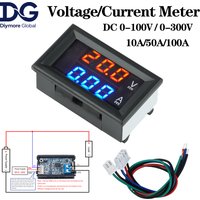 DC0-100V/DC0-300V 10/50/100A LED Digital Voltmeter Ammeter Car Motocycle Voltage Current Meter Volt Detector Tester Panel