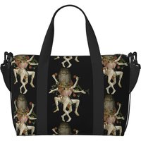Hieronymus Bosch Dancing Owl Beach Travel Bag Large Capacity Tote Bags for Gym Yoga Women Shopping Duffle Shoulder Bag