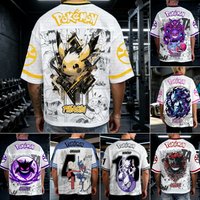 New Pokémon Anime Pikachu Oversize Mesh Jersey Unisex Streetwear Comic Panel Graphic Daily Casual Outfit T-shirt for Anime Fans