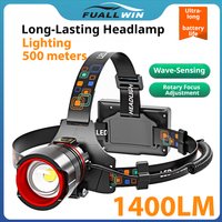 Ultra Bright LED Headlamp, waterproof Motion Sensor Zoomable Rechargeable Headlight for Hiking Camping Fishing Outdoor Use