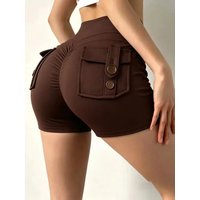 AliExpress NONE Women's Sports Yoga Shorts With pockets High Waist Tights Push Up Running Fitness Shorts Cycling Shorts Sexy Booty Gym Shorts