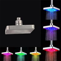 6 Inch Shower Head Stop Button Economic With LED Light Bathroom Tool Rain Shower Top Nozzle Home Showerheads Bathroom Hardwares