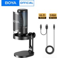 BOYA K3 USB-Dektop-Mikrofon mit Geräuschunterdrückung/Gain/RGB für Podcasting, Live-Streaming auf iPhone, Smartphone/PS4,5/Mac/PC