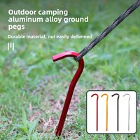 Aluminum Alloy Tent Stakes, 7-Shaped Hex Camping Pegs, High Strength Curved Ground Nails for Outdoor Tent Camping Supplies