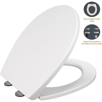 Slow Close Quiet O-Shaped Toilet Seat,Anti-Bacterial 360° Adjustable Stainless Hinge,Lid Thickened Durable Universal Toilet Seat