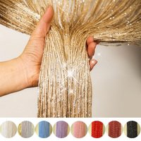 1/2 pièces Rideau de porte à paillettes, ruban argenté brillant, rideau à franges scintillantes, pour fenêtre, chambre, décoration intérieure