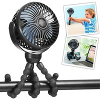 Octopus Baby Stroller Fan USB Charging Fan Mobile Phone Holder 3 Speeds Portable Mini Fan Silent Clip on Fan for Home Outdoor
