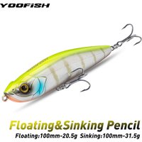 YOOFISH Floating Sinking Pencil Fishing Lure 100mm 20.5g 31.5g Stickbait Topwater Walking Dog Hard Wobbers For Bass Pike Fishing