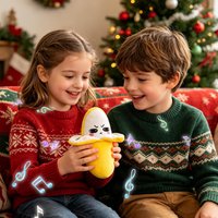 Cute Fruit-Sensitive Musical Plush Toy Fake Banana Interactive Toy Creative Touch Doll Dual-Player Activity Friend/Party Toys