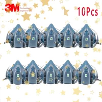 10Pcs 3M 7502 Gas Mask Chemical Respirator Protective Mask Industrial Paint Spray Can Matched with 6000 Filter Anti Organic Gas