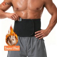 Qtree Men Hot Thermal Sauna Sweat Belt Body Shaper Fat Burning Waist Trainer Workout Slimming Girdles Gym Trimmer Weight Loss