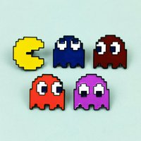 Retro Pac-Man Enamel Pins Set Classic Arcade Game Ghost Brooch Metal Badge for Backpack Clothes Lapel Pin Gift for Gamers