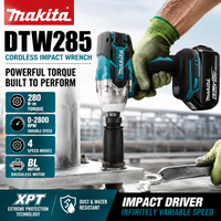 Makita DTW285 18V Bürstenloser Elektroschrauber 280N.m 1/2" Stecknuss Wiederaufladbarer Bohrschrauber Kompatibel mit Makita 18V Akku 100% Original Makita 18V 6.0Ah Wiederaufladbarer Akku für Makita