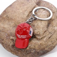 Red Hat Pendant Keychain American Flag Hat Make America Great Again Metal Key Chain for Men Mesh Cap Car Key Ring Jewelry