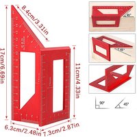 *TS Multifunctional Angle Ruler 45 90 Degree Aluminum Alloy Accurate Woodworking Square Angle Ruler Marking Gauge Carpenter Tool