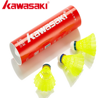 Kawasaki Nylonball N350 für das Training, 6-teilig, Badminton-Kunststoff-Federball, Birdies für Outdoor-Training, langlebig, mittlere Geschwindigkeit