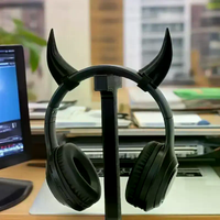 3D Printed Headphones Parts With Spiked Devil Horns - With Self-Fasting Accessories - Suitable For Gamer TV Stands