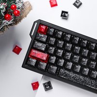 123 Keys Forged Carbon Patterned Keycaps Cherry Height Engraved Red Translucent Keycaps for MX Mechanical keyboard Magnetic