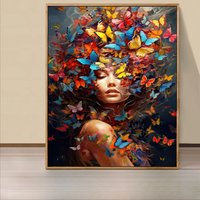 Woman Surrounded by Butterflies 500/1000/1200/2000 PCS Jigsaw Puzzles Family Activity Games for Gameroom Bedroom Frameless