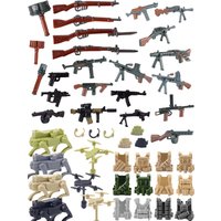 MOC Military Accessories Building Blocks WWII German US Soldiers Figure Vest 98K MP40 PPSH Gun Brick Soviet Army Waffen Gift Toy