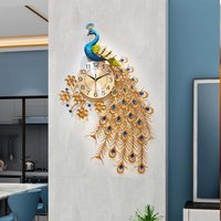 Peacock Wall Clock Decoration Indoor Wall Clock for School Kitchen Farmhouse