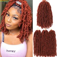 12"14"Butterfly Locs Crochet Hair Reddish Brown Pre Looped Handmade Distressed Faux Locs Crochet Braids Dreadlock Synthetic Hair
