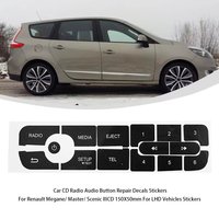1Pc CD Radio Audio Button Repair Decals Stickers For Renault Megane FOR Master FOR Scenic III Only For LHD Car Scratch Resistant