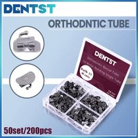Dentst 50Sets Dental Orthodontic Buccal Tube Mesh Base Single Tube Bondable Non-Convertible Single Tube Roth MBT 0.022 Tools