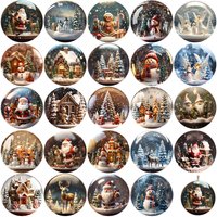 24pcs Christmas Snow Globe Ornaments UV DTF Transfer Stickers Glass Coffee Mugs Cup Wrap Winter Xmas Cards Decorations Decals