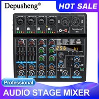 6 Channels Sound Mixing Console Depusheng M6 Bluetooth USB Record Computer 48V Phantom Power Delay Repaeat Effect Audio Mixer