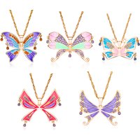 Harong Fashion Butterfly-Shaped Necklace Set With Gemstones Exquisite And Colorful High-Quality Chain Design Gift For Women New