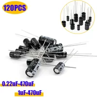 120PCS Aluminum Electrolytic Capacitor Kit 1uF-470uF 16V-50V DIP Electrolyte Capacitors for DIY Electronics Projects