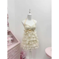 2000s Aesthetic Elegant Retro Women Summer Dresses Y2k Design Lace Beach Dress Female Bow Princess Chic Korean Popular Clothes