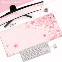 Rosa Kirschblüten Mousepad Home Computer Tisch Großes PC Mauspad Art Sakura Tastatur Mause Teppich Schreibtischunterlage Bürozubehör