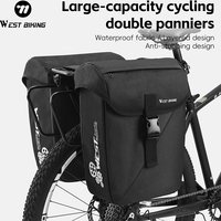WEST BIKING 32L Double-Pannier Bike Bags Waterproof MTB Road Bicycle Rear Rack Luggage Carrier Anti-Leg-Hitting Cycling Bag