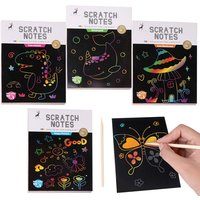 Cartoon Dazzling Colorful Scratching Paper Set Primary School Students Children Kids Drawing Toys Graffiti Scratch Painting Book
