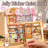 Cute Pet Jelly Stickers Quiet Book, No-Cut Handmade Educational DIY Stickers, 3D Cute Cartoon Sticker Book