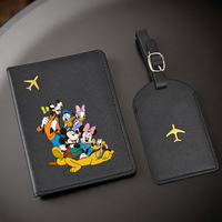 2pcs Mickey Minnie Donald Characters Passport & Luggage Tags - Personalized Travel Documents with Lightweight & Foldable Design