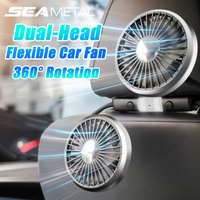 SEAMETAL USB Car Cooling Fan Flexible Adjustable Headrest Fan Dual-Head 3-Speed 360-Degree Rotation Air Fan Independent Switch