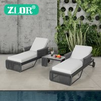 Luxury Aluminum Outdoor Sunbed Lounger for Hotel Swimming Pool Beach Use Modern Design Foldable & UV Resistant