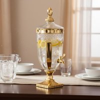 Glass Beverage Dispenser with Spigot Transparent Structure Large Capacity Water Dispenser Vintage Design Beverage Jar Easy To